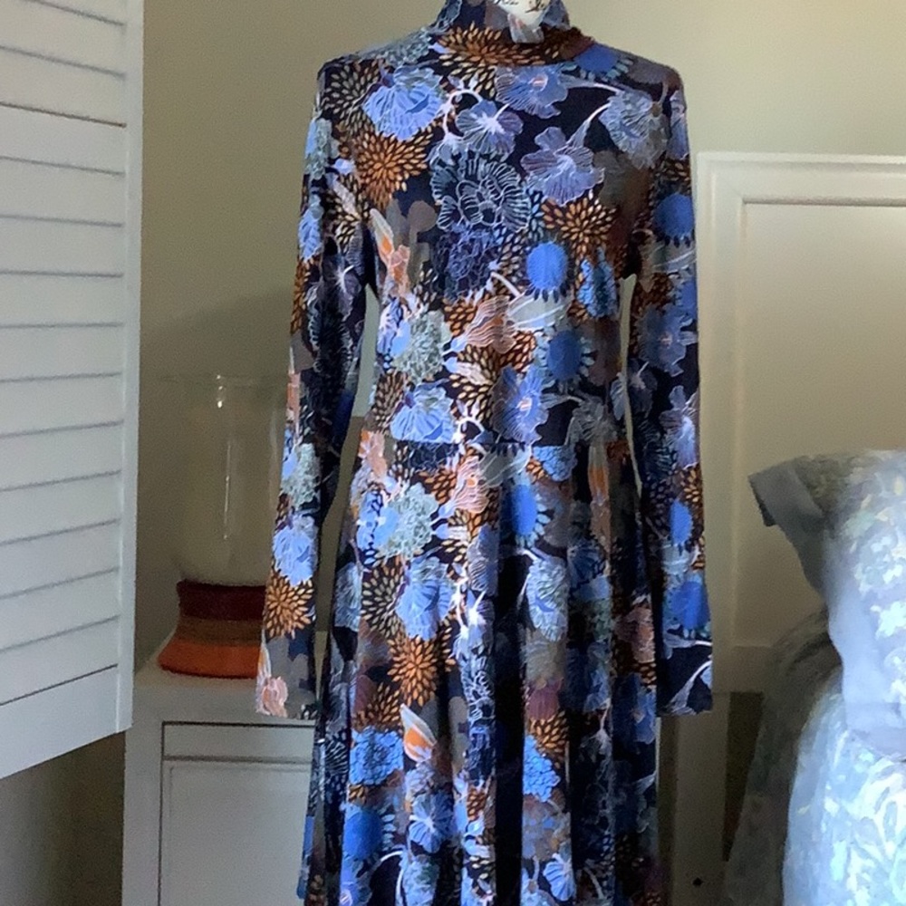 Multi colored dress long sleeves high neck